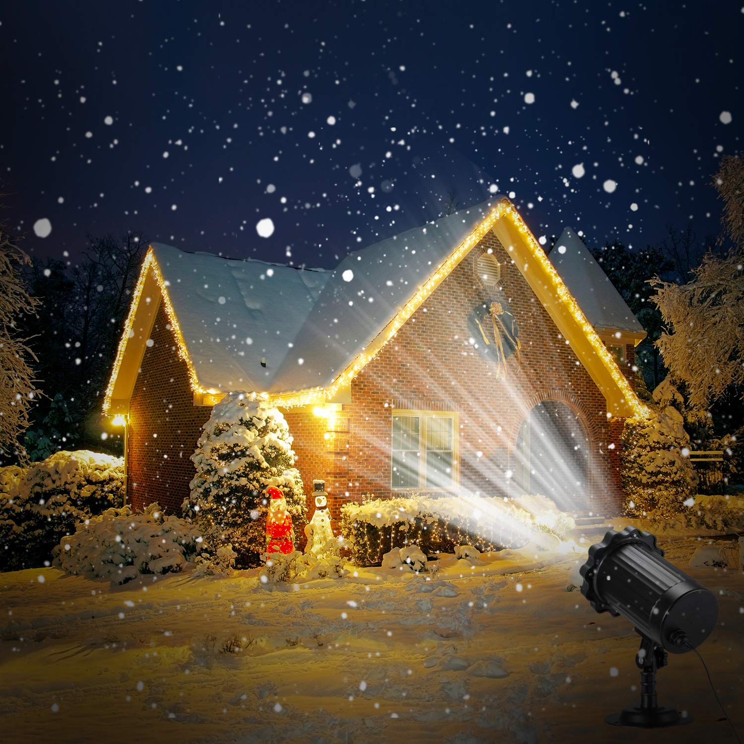 Snowfall Projector Lights, Enow Xmas Snow Falling Night Projection Lamp Waterproof Outdoor Indoor LED Snow Spotlight for Home Party Garden Halloween Holiday Landscape Decorations Remote Control