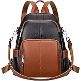 ALTOSY Soft Leather Backpack Purse For Women -theft Backpacks Versatile Shoulder Bag(S81 Black/Brown)