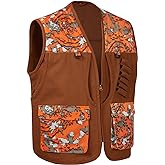 BASSDASH Upland Game Field Water-Resistant Bird Hunting Vest with Multi Pockets Brown/Orange Men Women FV11