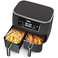 Ninja DZ201 Foodi 6-in-1 2-Basket Air Fryer with DualZone Technology, 8-Quart Capacity, and a Dark Grey Stainless Finish