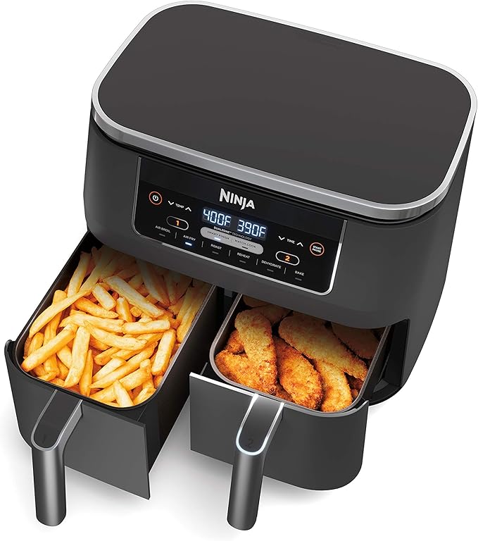 Ninja DZ201 Foodi Friteuse 6 en 1 à 2 paniers avec technologie DualZone, capacité de 8 litres et Ninja DZ201 Foodi Friteuse 6 en 1 à 2 paniers avec technologie DualZone, capacité de 8 litres et