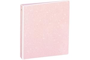 NatureTouch Glitter 1 Inch Binder Organizer (10.5'' x 11.5'') - Waterproof Durable View Binder, Holds 8.5'' x 11'' Letter Size 300 Pages, Pale Pink