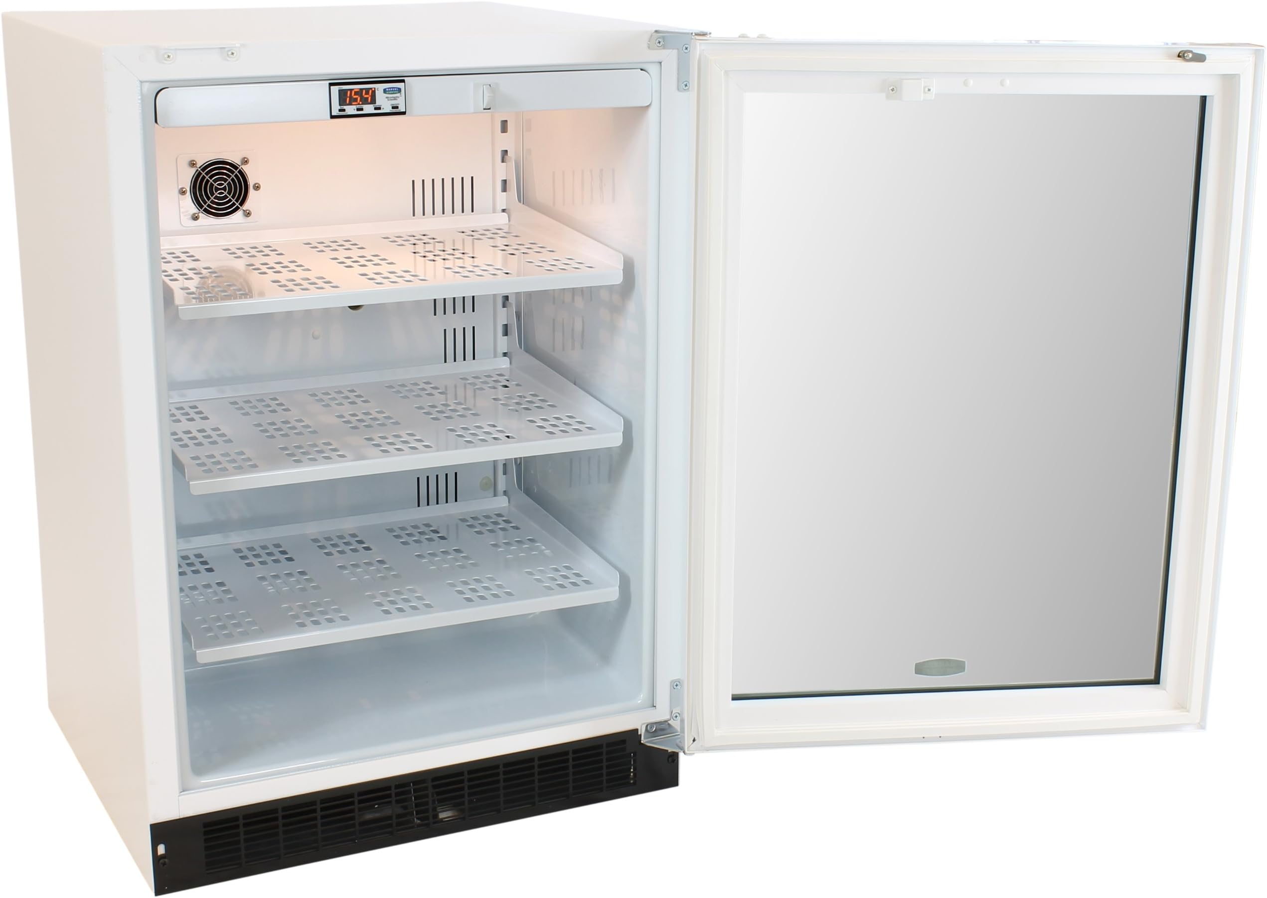 Marvel Scientific 6CARFM104 General Purpose Laboratory Grade Under-Counter Refrigerator with Right Hinge Glass Door with White Frame and White Cabinet