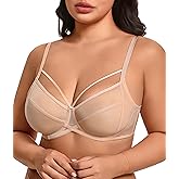 Avidlove Women's Sheer Mesh Bra Full Coverage Strappy Underwire Bras Unlined Sexy See Through Minimier Bra
