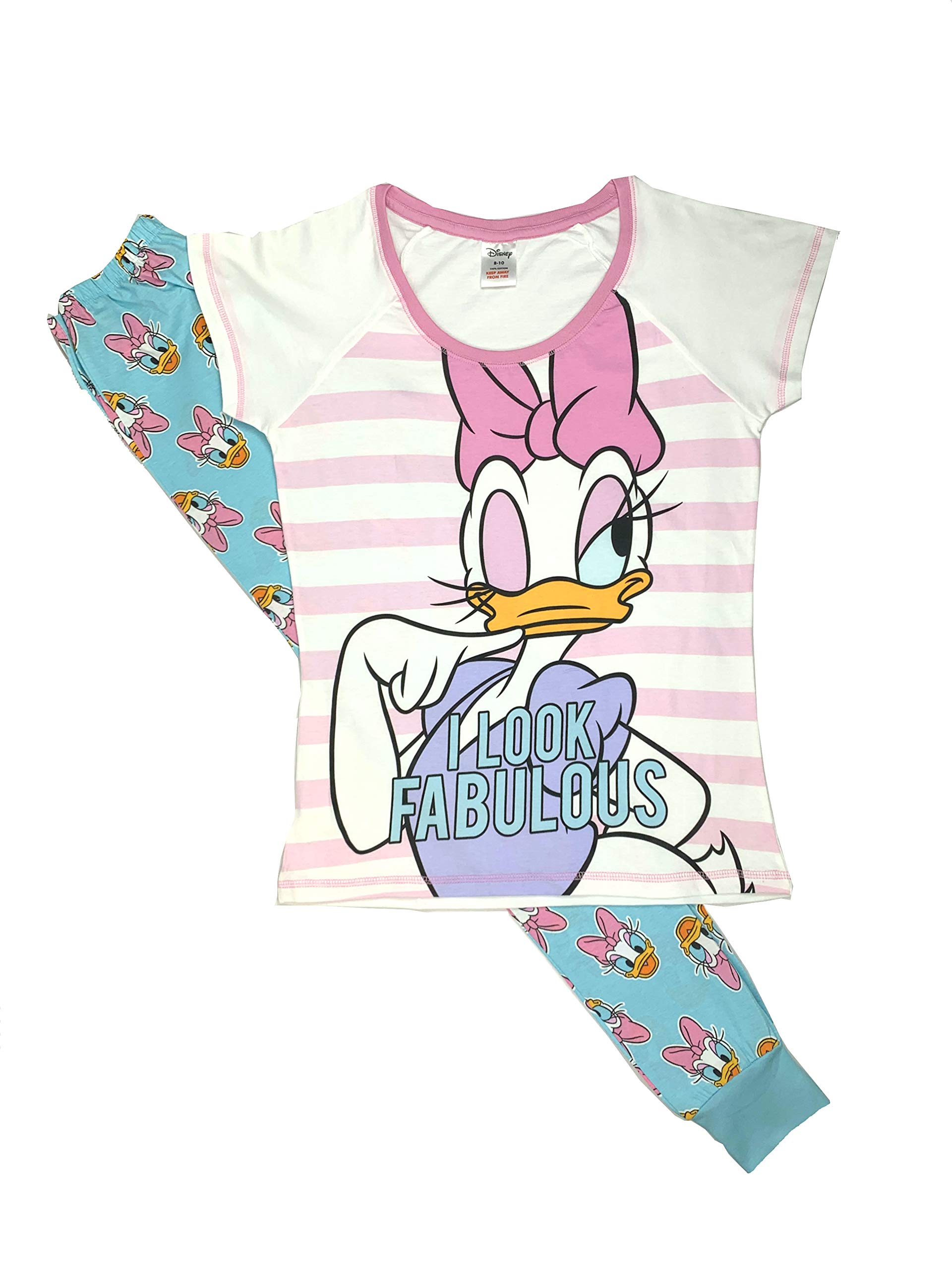 Fashion by Purdashian Disney/Marvel Character Ladies Cotton Pyjamas, Pajama Sets for Women (UK 12/14, Daisy Duck - Design 1)