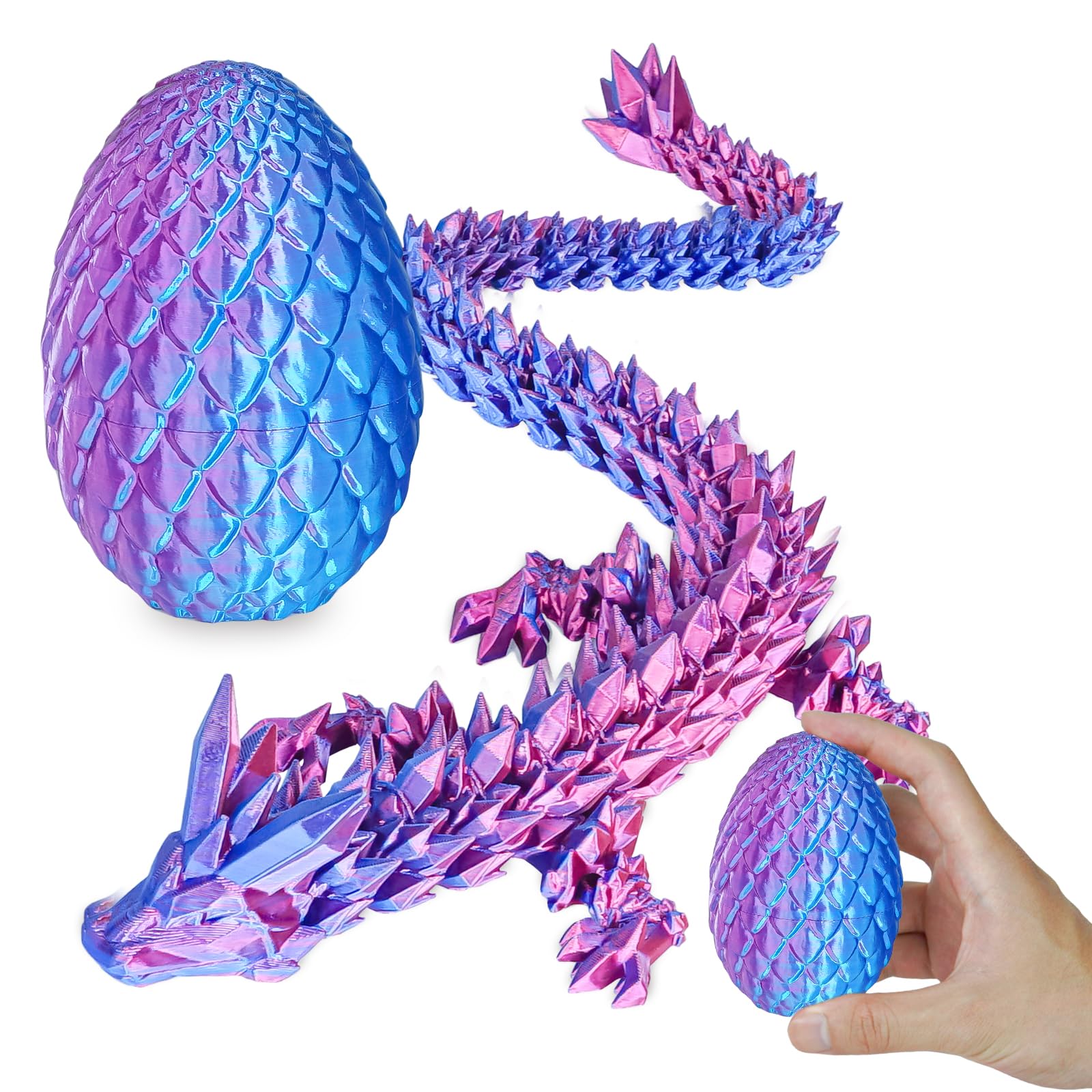Surprise Dragon Egg with Dragon Inside – Gifts for Kids and Adults, 3D Printed Fidget Toy, Ideal for Christmas, Easter, Birthdays, Fun Desk Décor and Stress Relief(Purple, Small)
