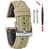 hemsut h Canvas Watch Bands, Quick Release Military Watch Strap, Fabric Replacement 18mm Watch Bands for Men