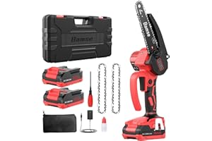 Mini Chainsaw 6-Inch, Bamse Electric Chainsaw Cordless Brushless with 2 Batteries 2.0Ah, 32.8ft/s Chain Speed 21V Handheld Power Chain Saw for Tree Trimming Wood Cutting Pruning Branches