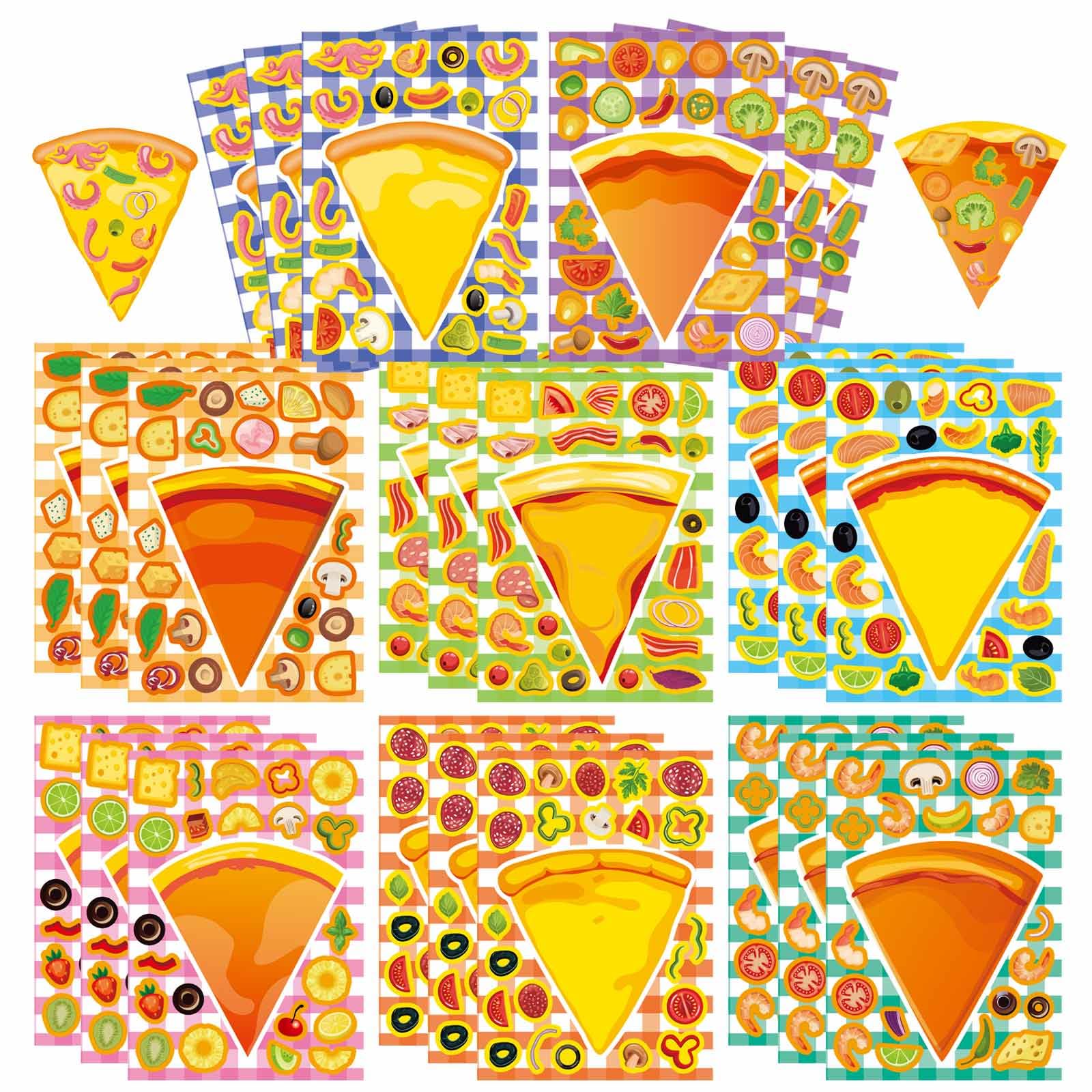 View 1 of 24 Sheets Make A Pizza Stickers for Kids, Make Your Own Stickers, Pizza Parties Cute Party Favors Decorations, DIY Arts Birthday Games Family Night