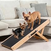 Dog Ramp for Couch &ndash; Non-Slip, Sturdy Build Foldable Wooden Dog Ramp &ndash; Supports up to 200 lbs &ndash; 7 Adjustable Heights (14"&ndash;20.5") &ndash; Enhanced Stability &ndash; Birchwood Pet Ramp for Small Dogs &ndash; Natural