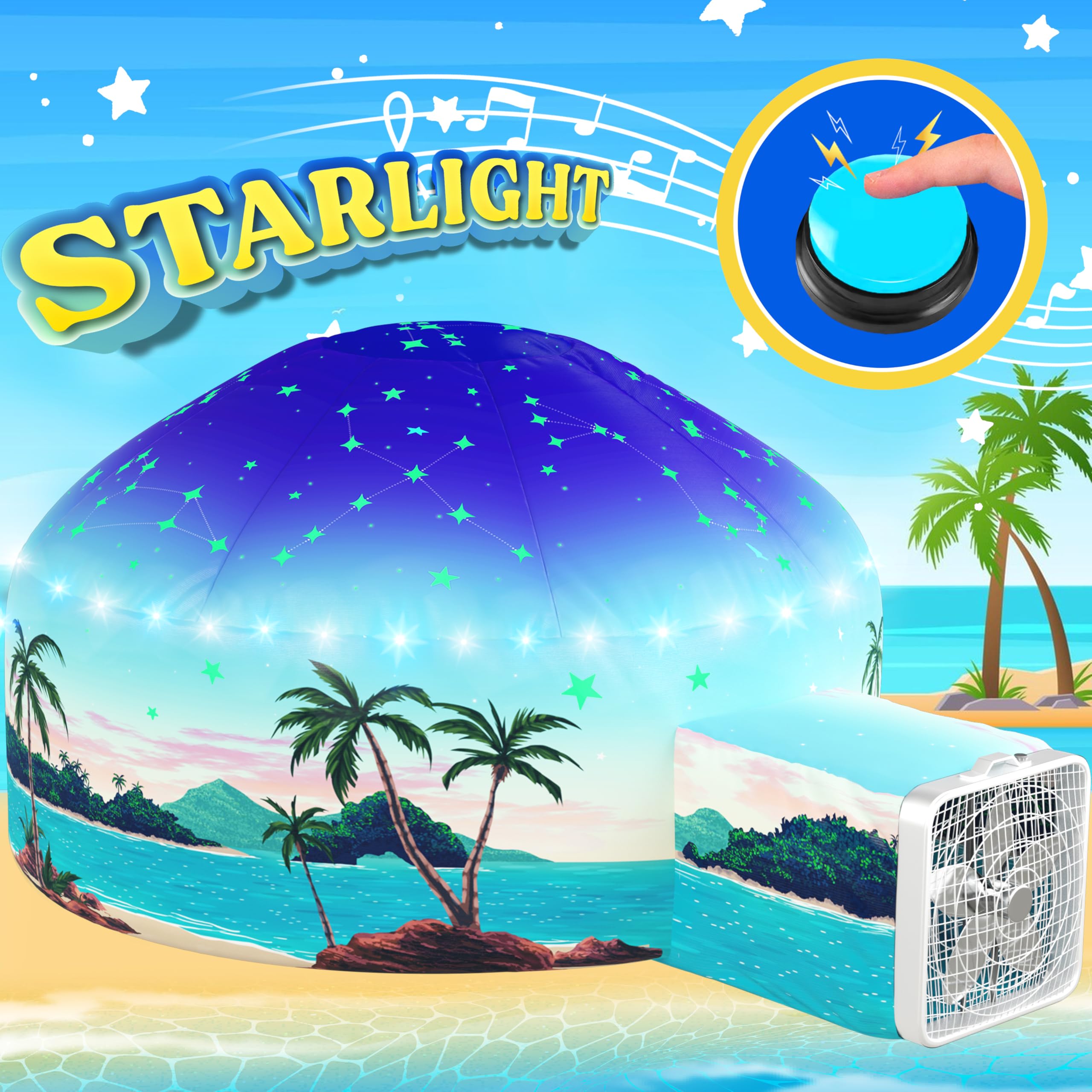 W&O Starlit Oasis with LED Lights & Sound – Glow-in-The-Dark Constellations for an Enchanting Stargazing Adventure – for Kids Ages 3-12 (Fan Not Included) Image