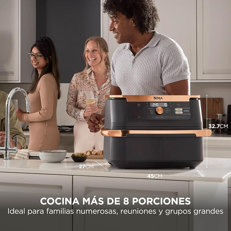 Foodi FlexDrawer, Freidora de Aire Dual Zone, 10,4L, Negro/Cobre