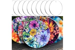 echomerx 10-Pack Sublimation Keychain Blanks | Acrylic - Clear DIY Heat Transfer Blanks for Custom Photo Keychains