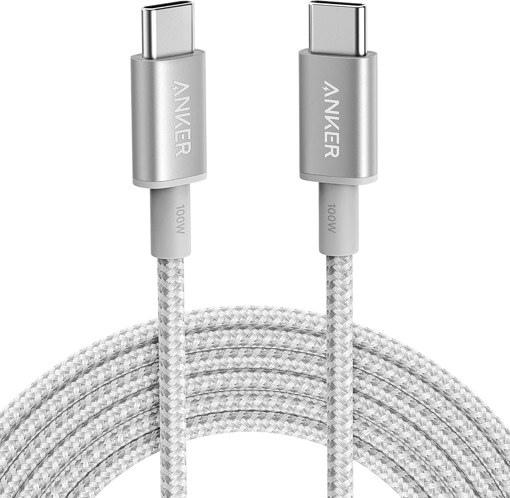 Anker USB C to USB C Charger Cable 10ft 100W Nylon Silver