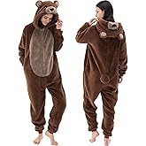 AILMQYJL Snug Fit Unisex Adult Onesie Pajamas, Flannel Animal Cosplay One Piece Halloween Costume hooded Sleepwear Homewear