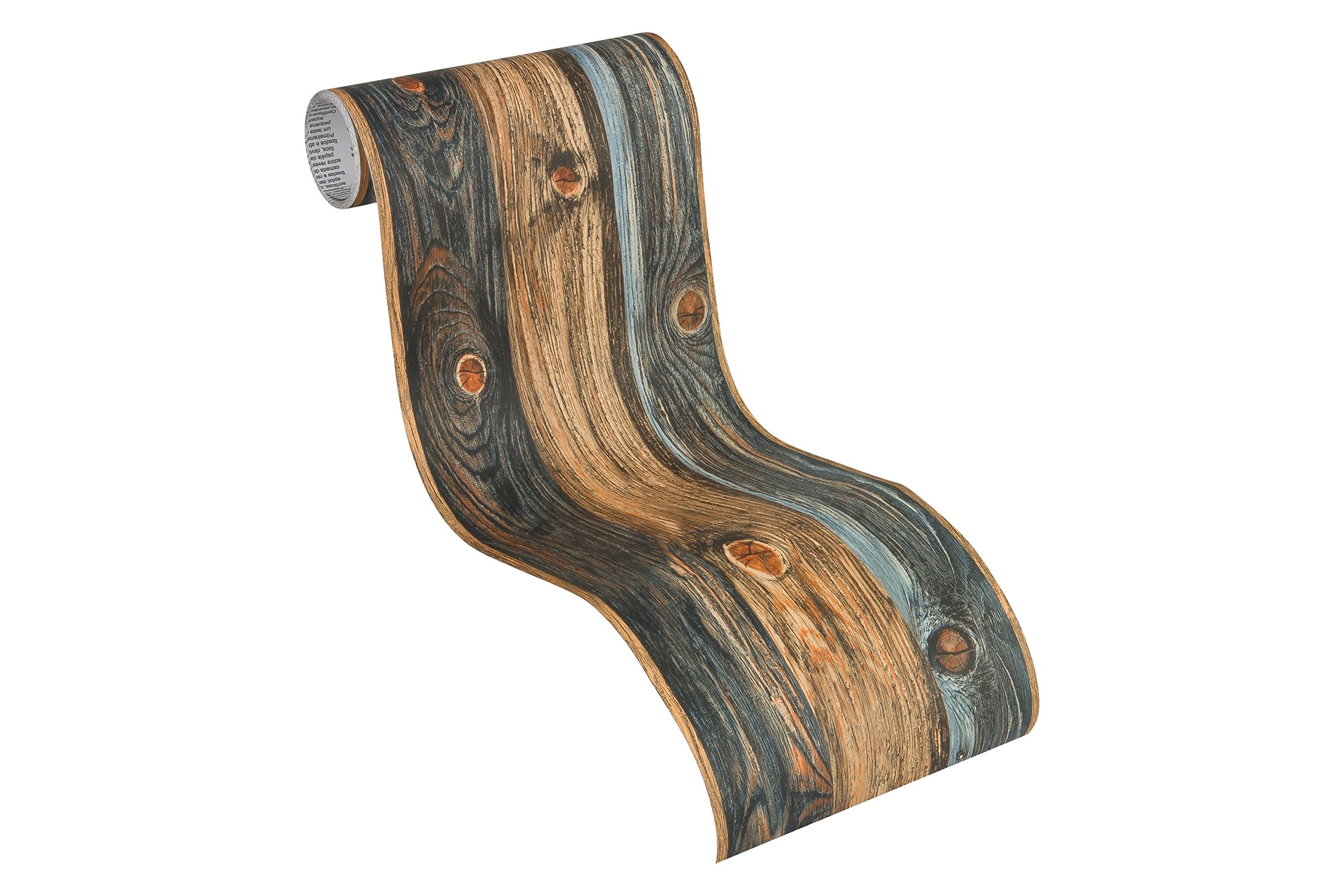 A.S. Création Self-Adhesive Border Stick Ups Wood Effect Border 5.00 m x 17 cm Beige Brown Grey Made in Germany 906014 9060-14