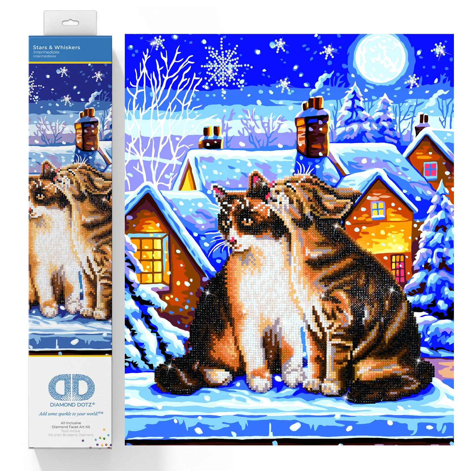 DIAMOND DOTZ Painting, Intermediate Kit, DD9, Canvas Fabric, Stars & Whiskers, 40 x 50 cm