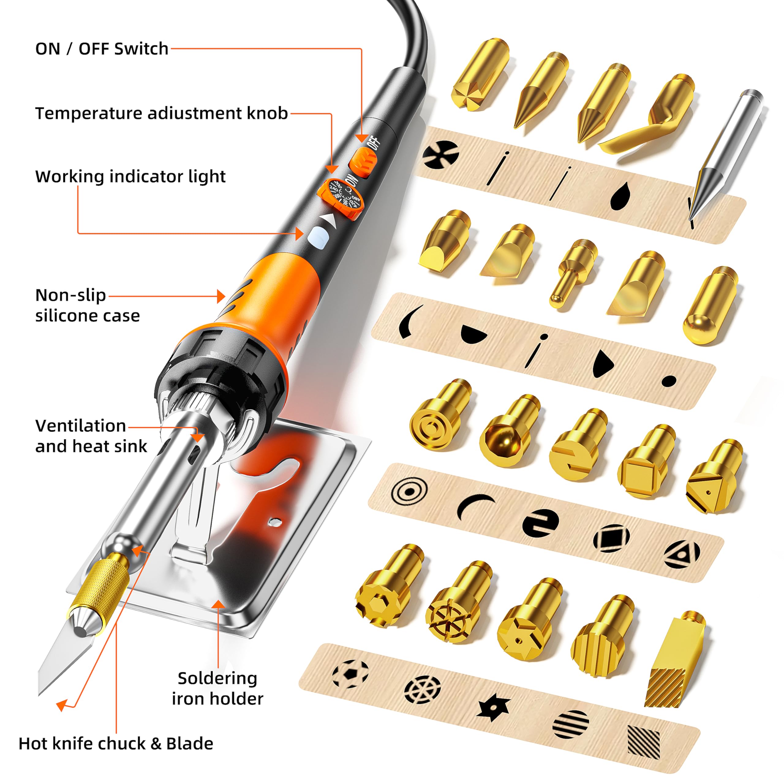 Wood Burning Kit,72 pcs Wood Burning Tool with Adjustable Temperature 200~450°C, Wood Burner Tools Set with Pyrography Pen for Embossing Carving DIY Adults Crafts Beginners