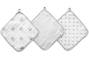 aden + anais Essentials Washcloth 3-Pack, Super Soft 100% Cotton Muslin, Gentle on Skin, 3 Absorbent 11x11 Layers, Softer with Every Use, Perfect for Babies, Infants, Toddlers, Damsel