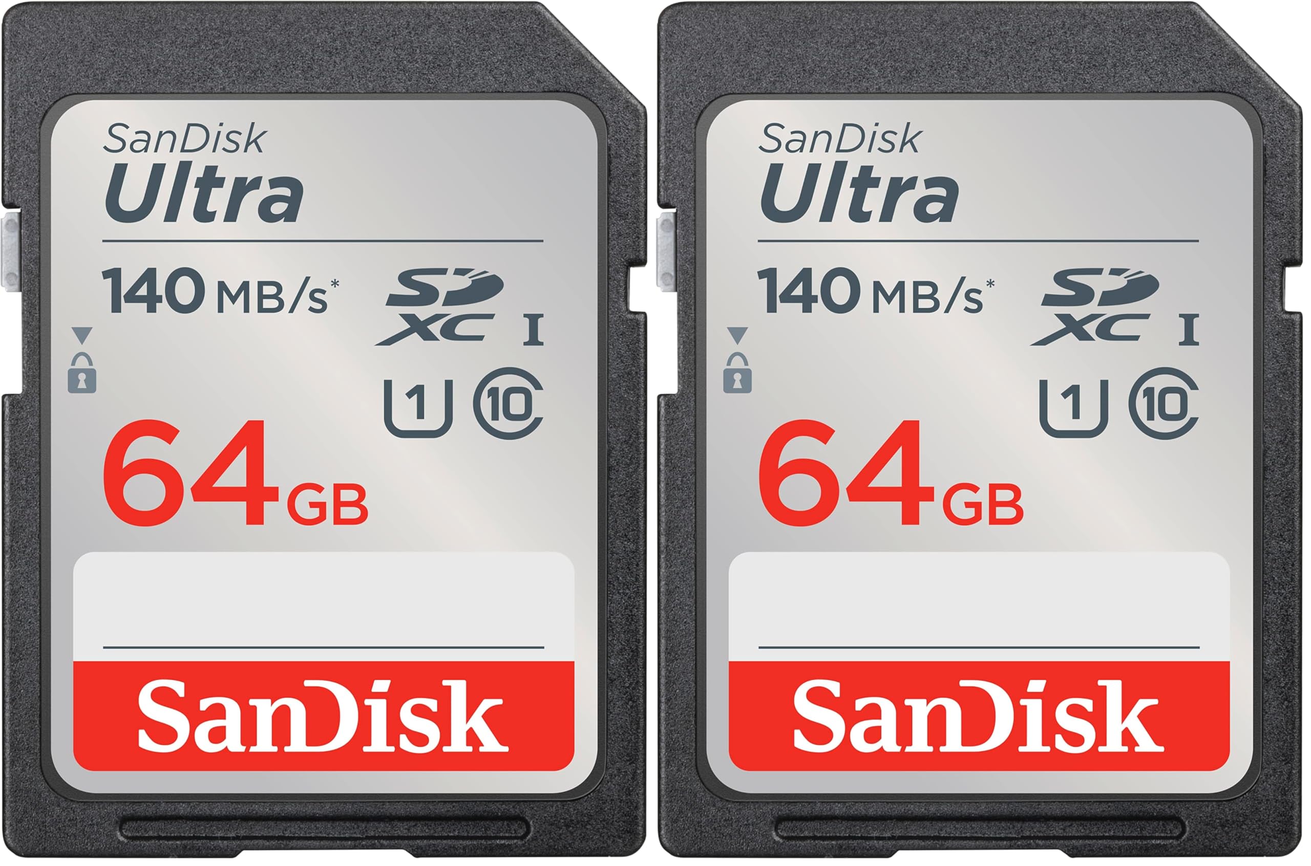 SanDisk 64GB Ultra SDXC card up to 140 MB/s with A1 App Performance UHS-I Class 10 U1 (Pack of 2)