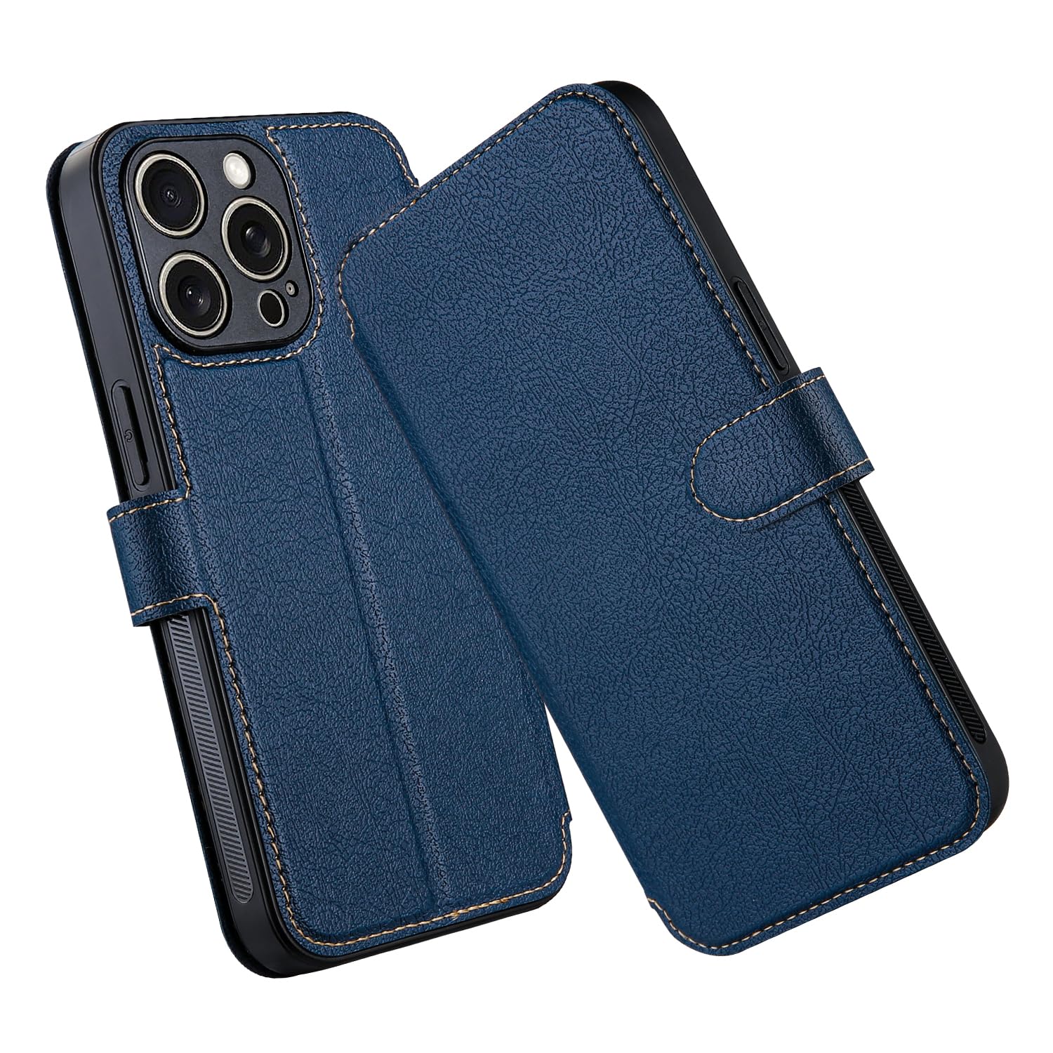 ELESNOW Phone Case for iPhone 15 Pro Max, Flip Wallet PU Leather Card Holder with RFID Blocking Magnetic Closure Stand Cover for Apple iPhone 15 Pro Max (Blue)