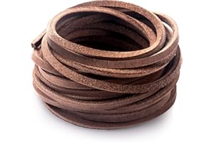 TeeLiy 3mm Flat Genuine Leather Cord, Strip Cord Braiding String Tan for Jewelry Making, Leather Shoe Lace, Arts & Crafts (Crazy Horse Brown_3MM_5Yards)