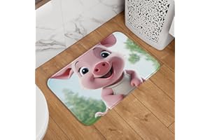 Pink Little Pig Doormat 16 X 24 Inch, Welcome Door Mat Non-Slip Absorbent Floor Mat Soft Washable Bath Rug 16 X 24 Inch Carpe