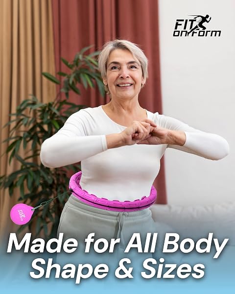 FIT ON FORM INFINITY WEIGHTED HULA HOOP FOR ADULTS WEIGHT LOSS – SMART EXERCISE EQUIPMENT FOR HOME, ADJUSTABLE PILATES CIRCLE WITH 24 KNOTS (47IN) – FITNESS RINGS FOR WOMEN, WAIST TRAINER, ABS WORKOUT