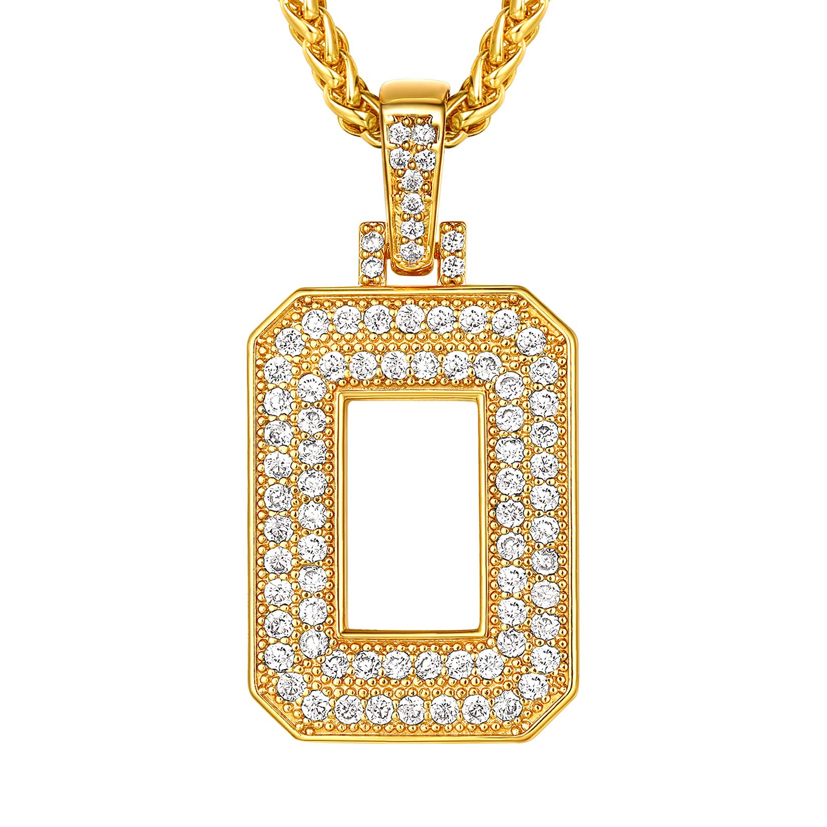 Suplight Necklace Letter O, Bling Hip Hop Jewelry, Gold Plated Micro Pave Cubic Zirconia A-Z Alphabet Initial Pendant Necklace for Men Boys