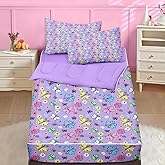 Nesker Zipper Bedding Twin Colorful Butterfly Zip Up Bedding Set for Girls and Kids, Cute Cartoon Flowers 3 Pcs Comforter Bed in a Bag with Fitted Sheet and 2 Pcs Pillowcases
