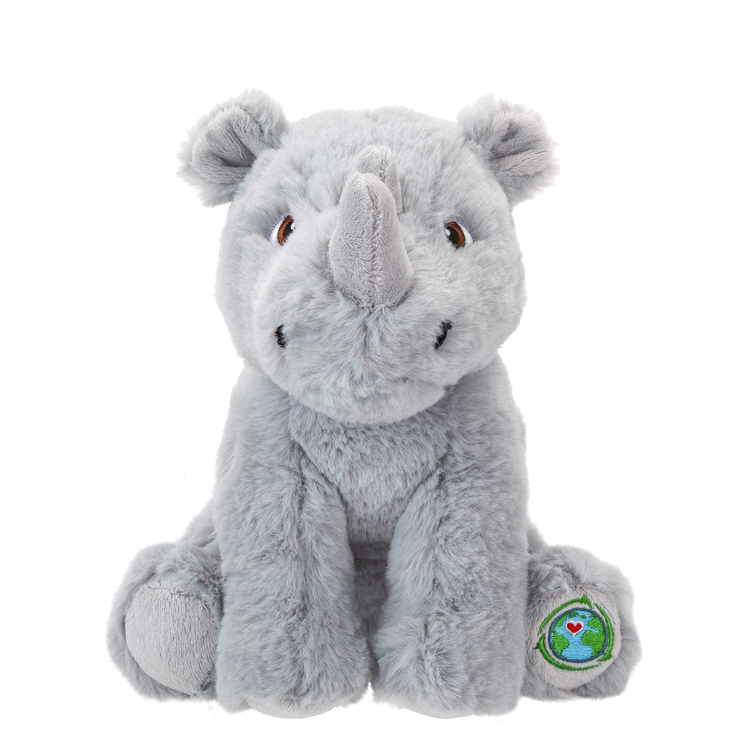 PMS VFM - Rhino 23cm Eco Friendly Toy - Super Soft Cuddly Grey Zoo Animal Fluffy Plush With Embroidered Details and 100% Recycled Material - Your Planet