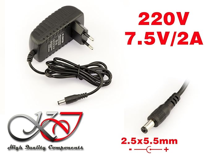 Alimentation Externe Secteur 220V - Sortie 7.5V DC 2A - Diametres de la
