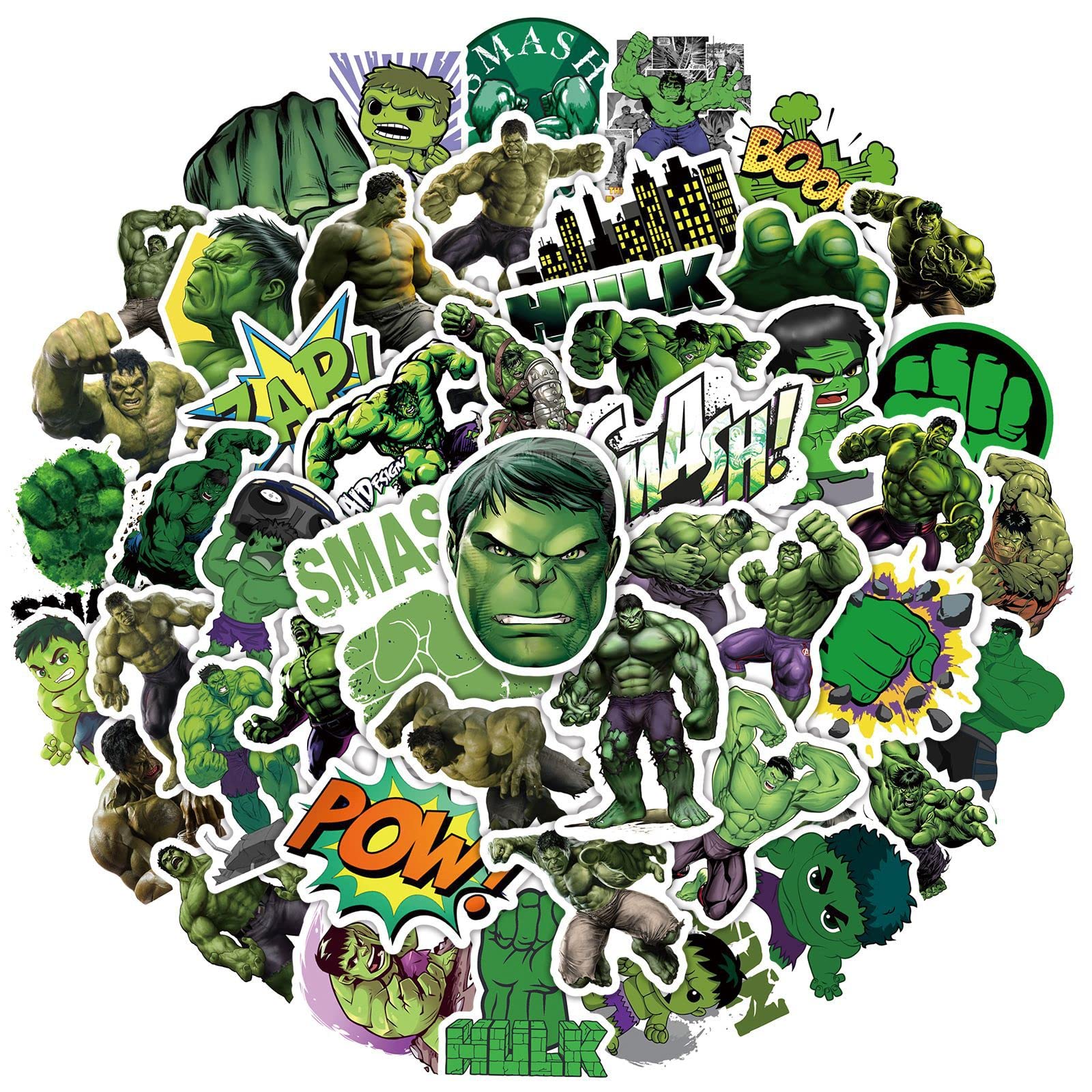 50PCS Stickers for Hulk,Superhero Hulk Stickers,Teens Boys and Girls Sticker Pack Vinyl Skateboard Guitar Door Laptop Luggage Car BikeWater Bottle Birthday Party Supplies