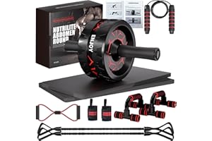 Readaeer Ab Roller Wheel, Ab Exercise Wheels Kit with Ab Roller, Resistance Bands, Knee Mat, Jump Rope, Push-Up Bar