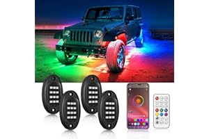 ZONECONA 4Pods Chasing Dream Color LED Rock Lights for Jeep Trucks ATV Accessories UTV Car RZR, RGB+IC Underglow Underbody Lights w/APP/RF Remote, Multicolor Neon Lights Music Mode Exterior Lights 12v