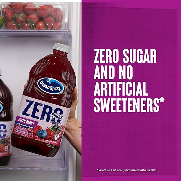 OCEAN SPRAY® ZERO SUGAR MIXED BERRY JUICE DRINK, CRANBERRY JUICE DRINK SWEETENED WITH STEVIA, 64 FL OZ BOTTLE