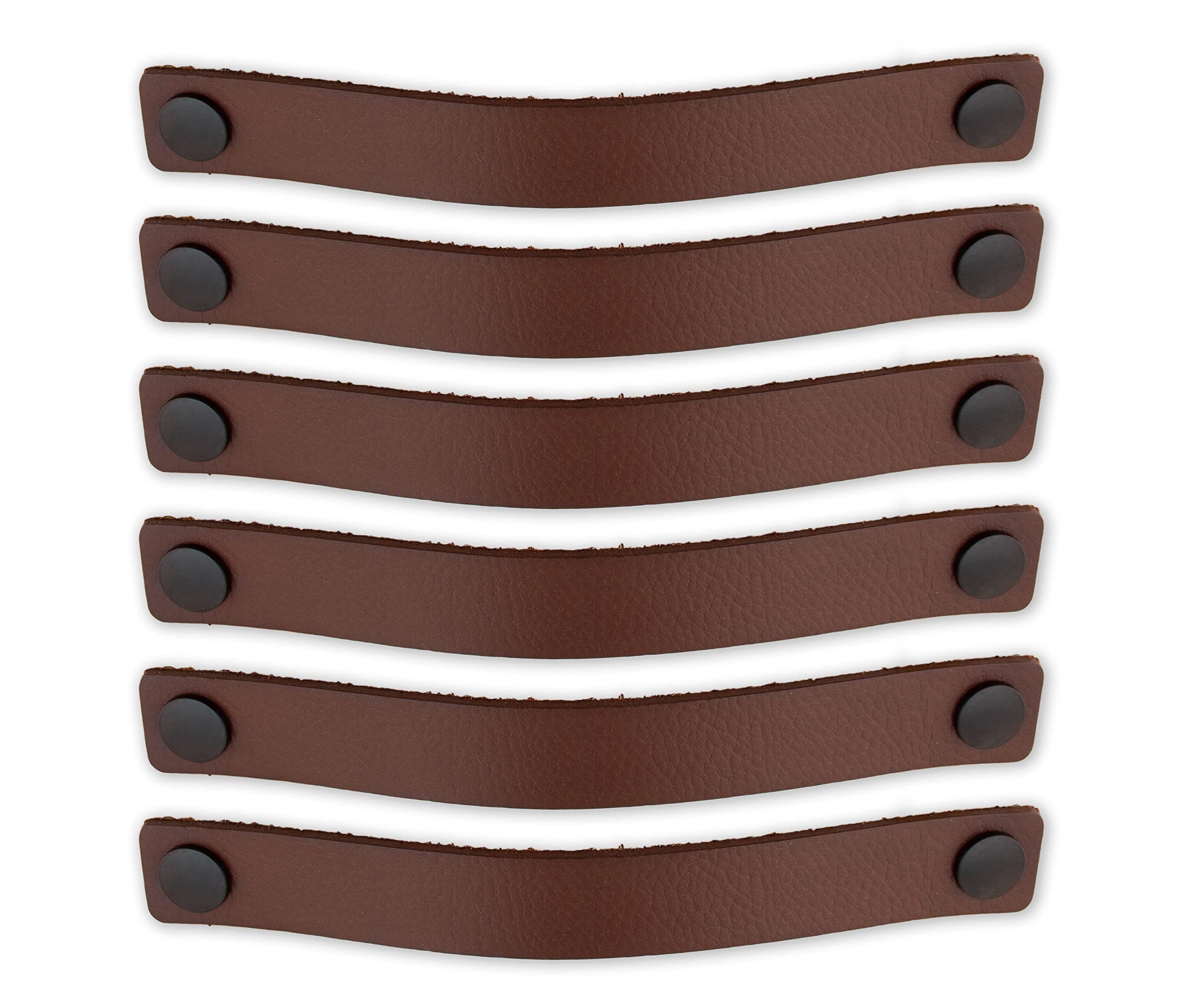 Brute Strength - Cognac Leather Cabinet Handles - 12 pcs - 25 x 3 cm - Industrial Style - Kitchen, Bathroom, Dresser