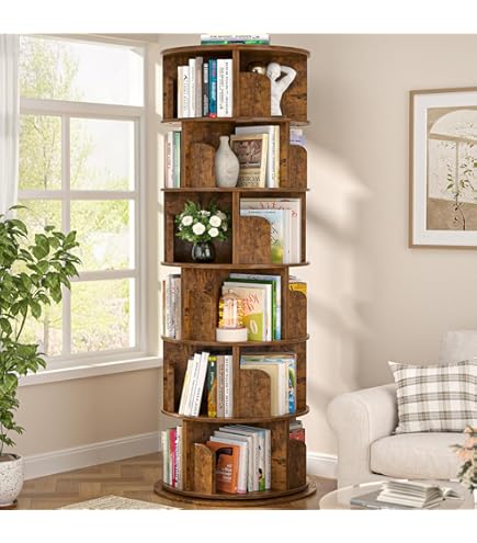 5 Tier Rotating Bookshelf Tower,Spinning Bookcase,Revolving - View #5