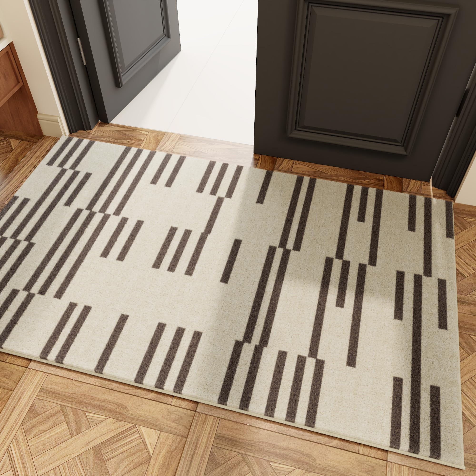 Photo 1 of TTelephant Modern Machine Washable Area Rug 3x5, Spill-Proof Surface, Non-Slip Backing, Cozy Soft Faux Wool, Printed Rug for Entryway, Kitchen, Living Room, Bedroom - Miro