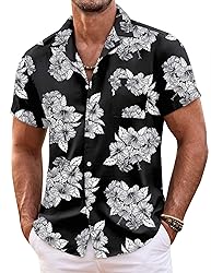 COOFANDY Mens Hawaiian Shirt Short Sleeve Floral