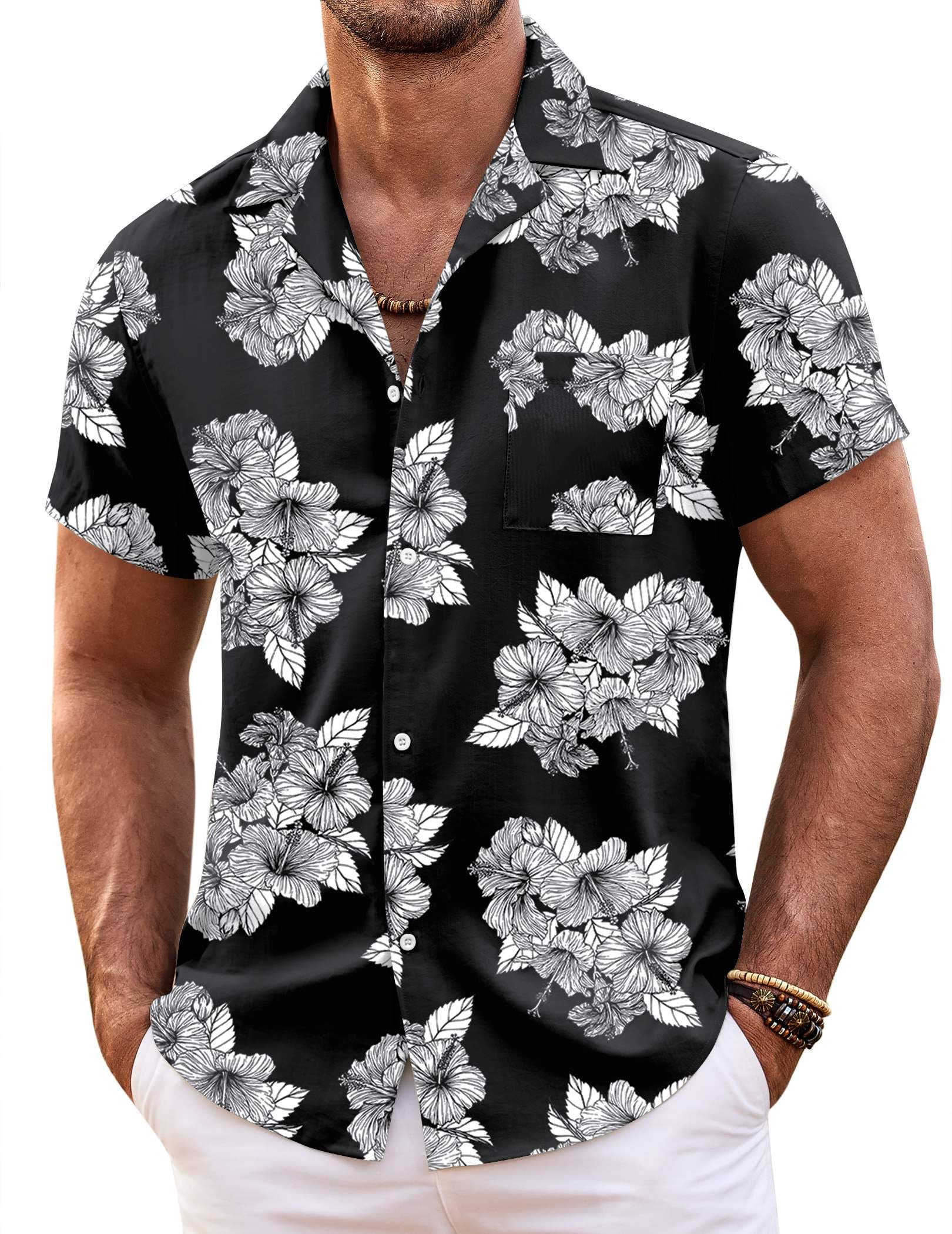 COOFANDY Mens Hawaiian Shirt Short Sleeve Floral