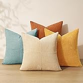 Topfinel Decorative Teal Orange Throw Pillow Covers Set of 4,Boho Pillow Covers Soft and Cozy Velvet Double-Sided Designs,Mix and Match for Couch Boho Farmhouse Fall Home Decor 18x18 Inch