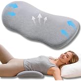 Lumbar Support Pillow for Sleeping - Back Pillow for Sciatica &amp; Back Pain | Memory Foam Lumbar Pillow for Lower Back Pain Relief, Ergonomic Pillow for Side/Back/Stomach Sleepers with Washable Cover