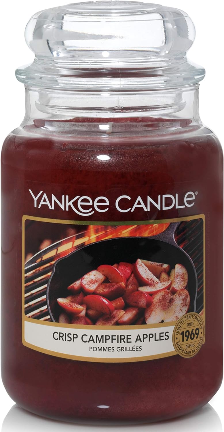Yankee Candle Scented Candle | Crisp Campfire Apples Large Jar Candle | Up to 150 Hours Burn Time, Red