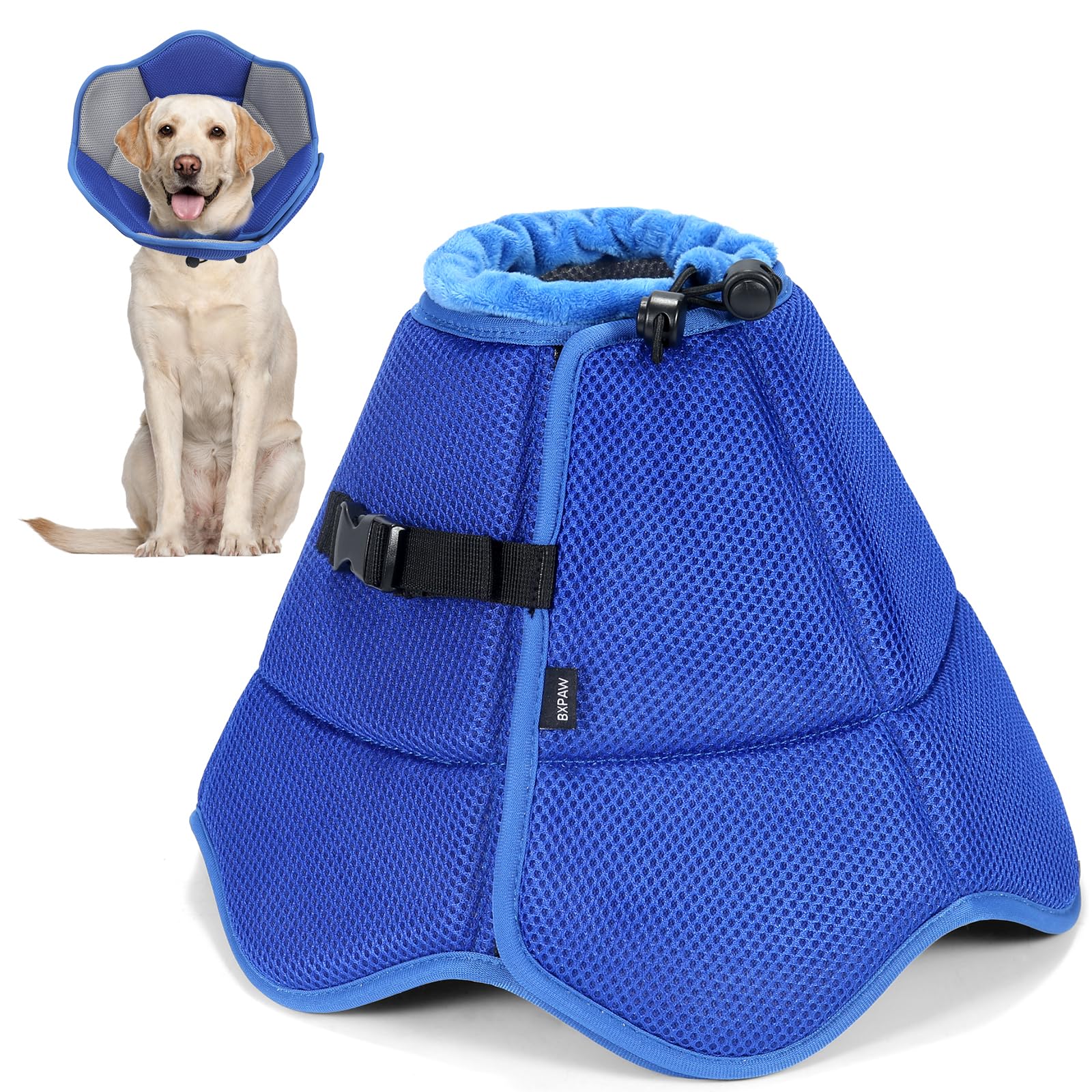 Photo 1 of BXPAW Soft Dog Cone Collar - Adjustable Protective Recovery Cone for Dogs After Surgery,Breathable E-Collar for Medium Dogs to Stop Licking,Comfy Pet Cone for Wound Care,Spay,Neuter?S?