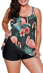 Omichic Women's Loose Tankini Top with Boyshorts