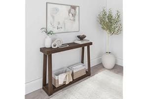 Plank+Beam Solid Wood Console Table with Storage, 46 Inch, Sofa Table with Shelf, Narrow Entryway Table for Hallway, Behind The Couch, Living Room, Foyer, Easy Assembly, Walnut