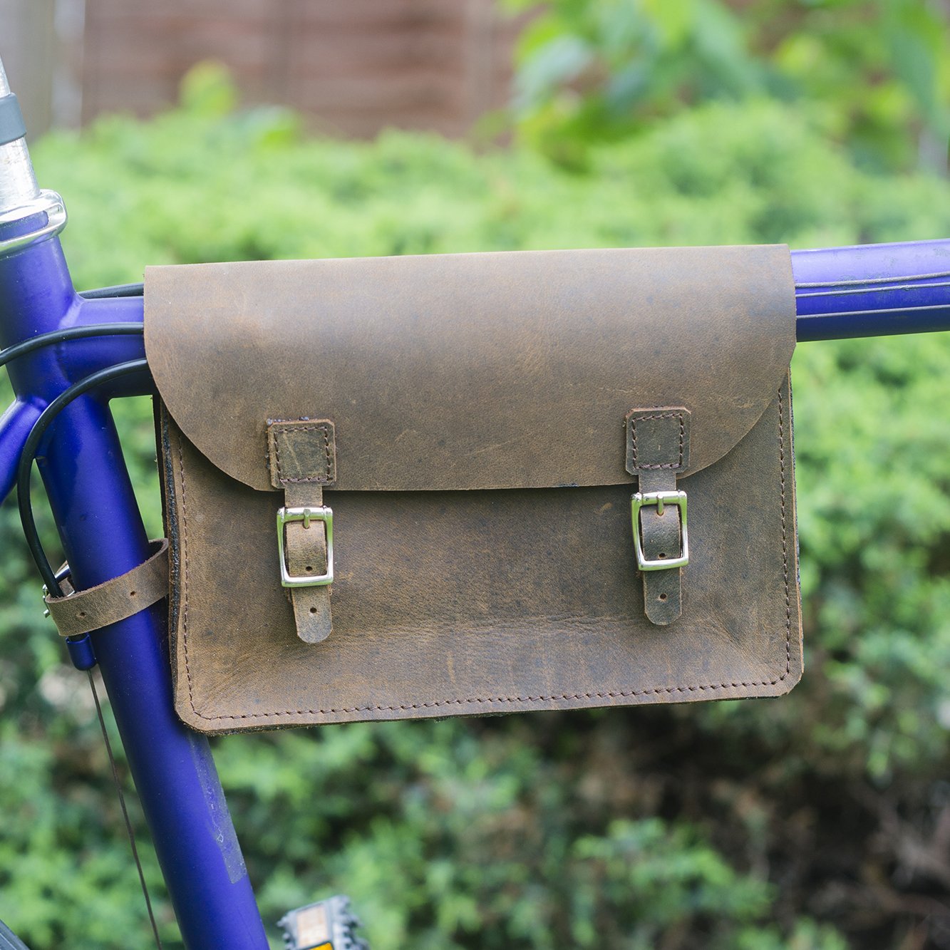 Classic Frame Satchel Bag For Bicycle Genuine Leather ANTIQUE BROWN Bike Bag S-FRA-RAW