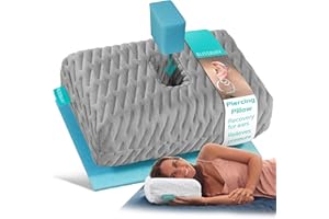 BLISSBURY Mini Ear Pillow | Ear Piercing Pillow for Side Sleeping | Travel Friendly CNH Pillow with Ear Hole | Soothing Hole for Ear Pain | Piercing Health & Ear Recovery for Side Sleepers | Donut Ear