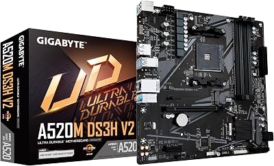 Gigabyte A520M DS3H V2 Motherboard AMD Ryzen 5000 AM4 PCIe 3.0 GbE USB 3.2 Gen1
